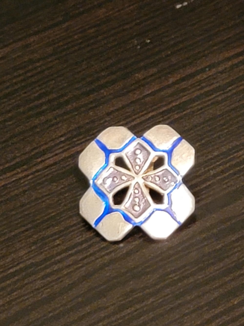 Sterling Silver & Blue Geometric Floral Pendant